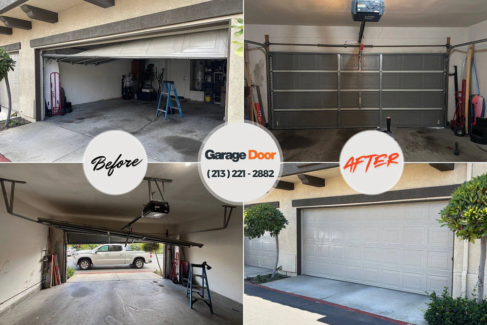 Before and after: garage door repair New Holstein, WI